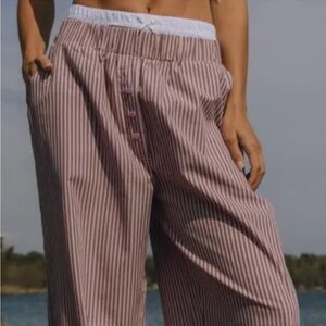 Daily Drills Pink Striped Wide Leg Pants
